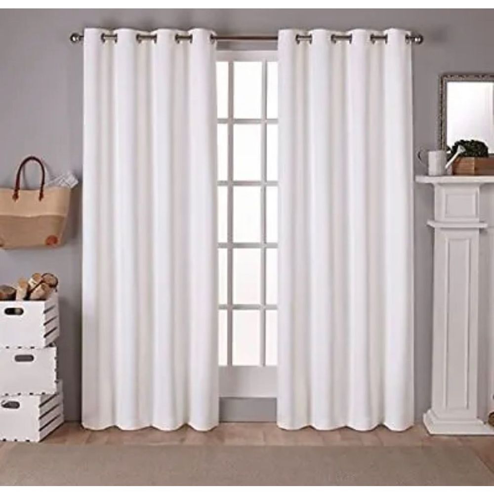 Sateen Twill Woven Blackout Grommet Top Curtain Panel Pair 52x108 Vanilla 2 Coun